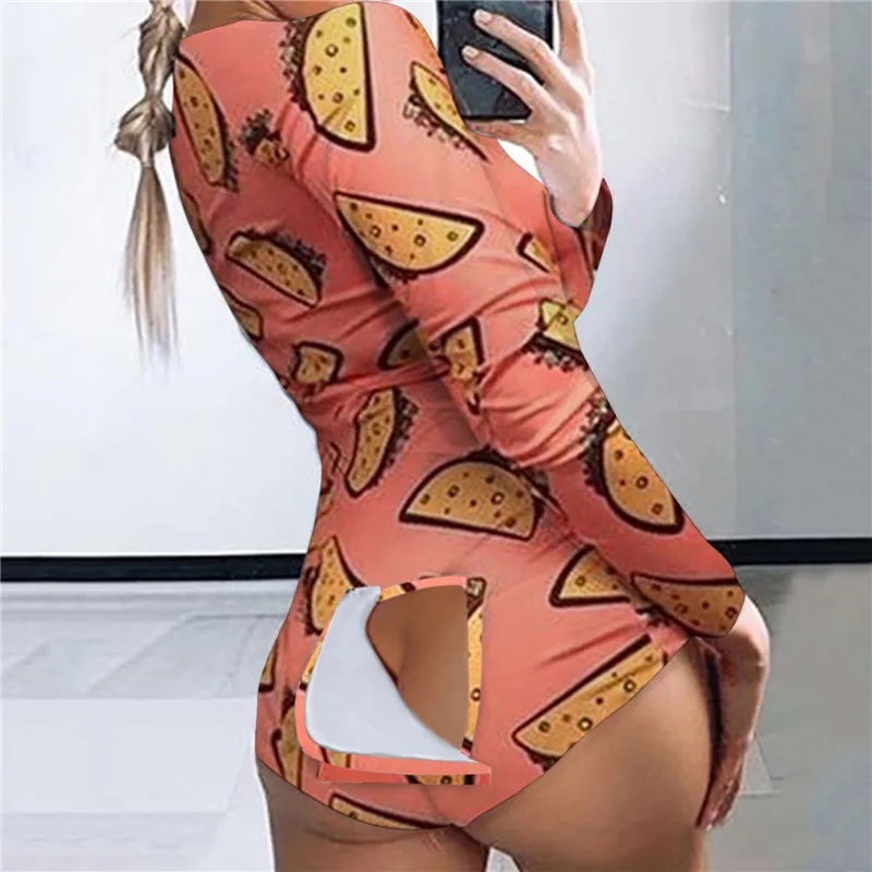 

Valentine's Day Women Sexy Deep V-neck Bodycon Heart Print Sleepwear Jumpsuit Shorts Romper Leotard Bodysuit Pijamas Lingerie