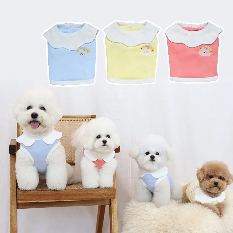 

INS Cloud Embroidery Dog Costumes Cute Soft Dog Vests for Small Dogs Summer Plain Cotton Puppy Clothes Girl for Teedy Chihuahua