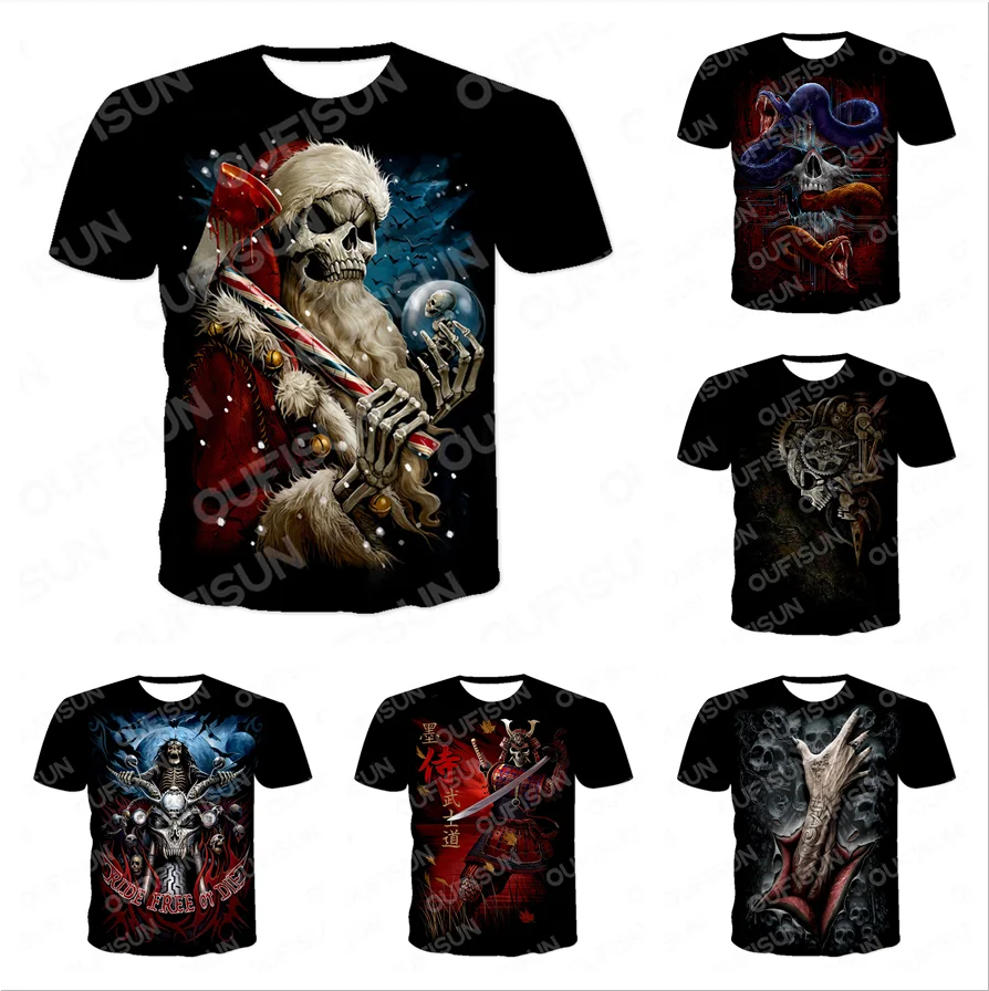 

2021 Summer New 3D Men's T-shirt printed t-shirts Men's Skull Design Horror Fashion Harajuku Special Short Sleeve Xxs-6xl