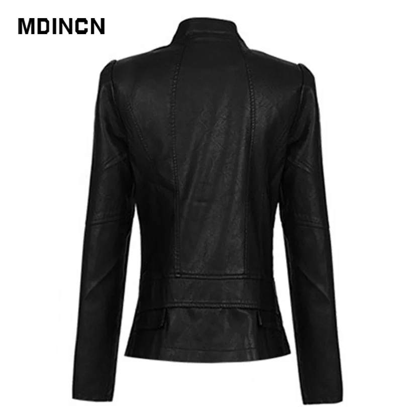 Женская куртка из искусственной кожи на молнии базовое пальто с отложным