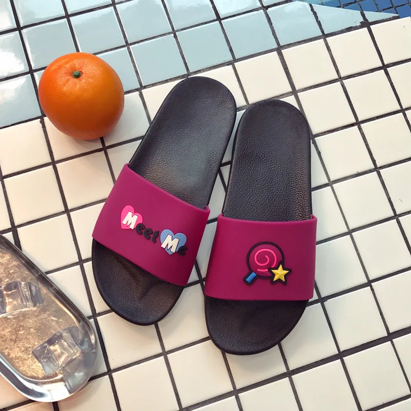 Новинка 2020 года Домашние тапочки из ПВХ с рисунком для пар Милые женские летние