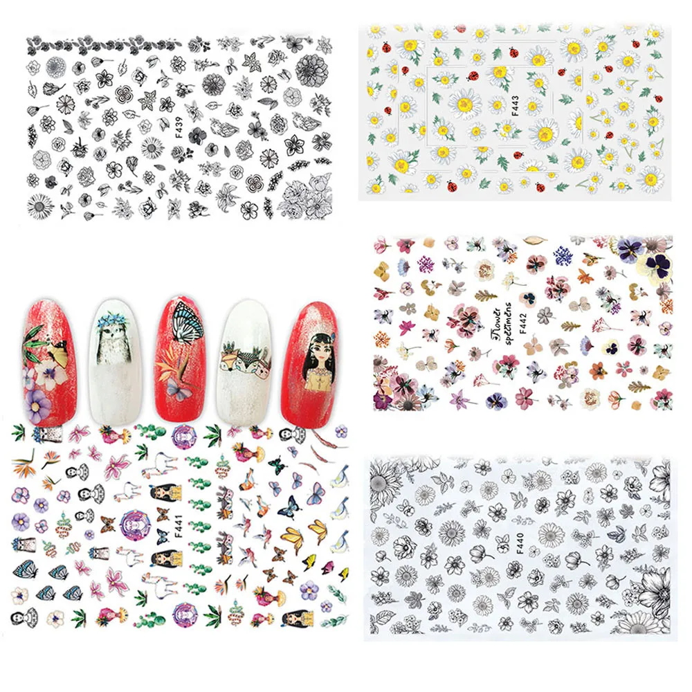 2019 наклейки для дизайна ногтей s сделай сам аппликация клейкая Цветочная