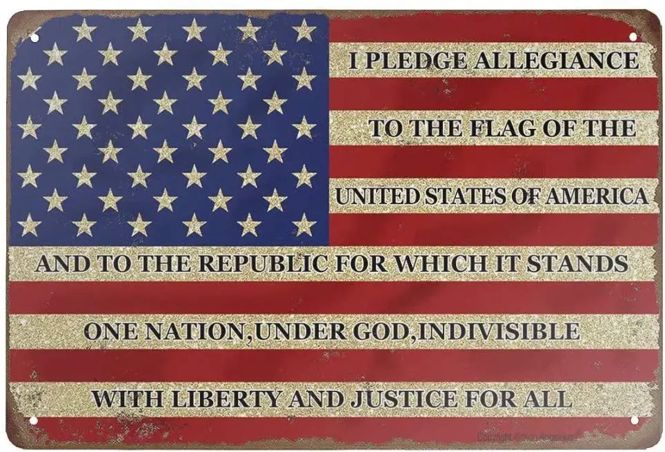 

Angeloken Retro Metal Signage Retro I Pledge Loyal to American Flag Logo plaque Poster