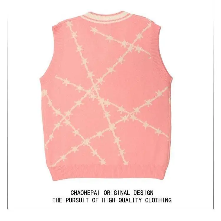 Жилет в ретро-стиле с V-образным вырезом полоску |