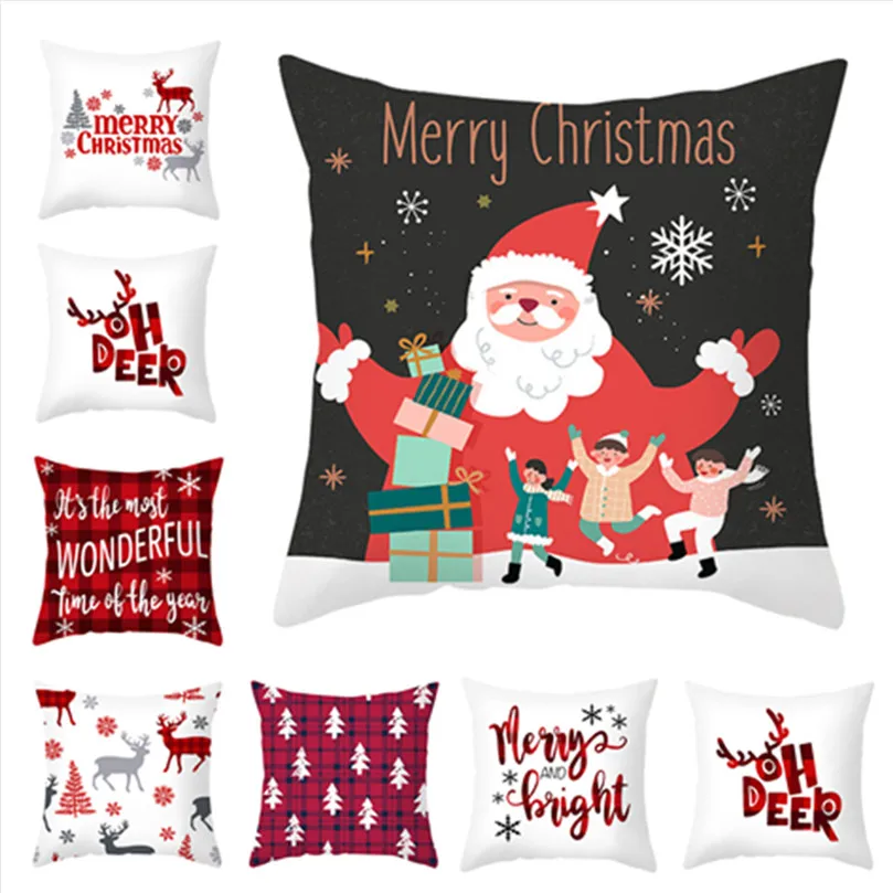 

45x45 см Рождественская наволочка 2021 Рождественский Декор для дома украшения Рождество Новый год 2022 подарок