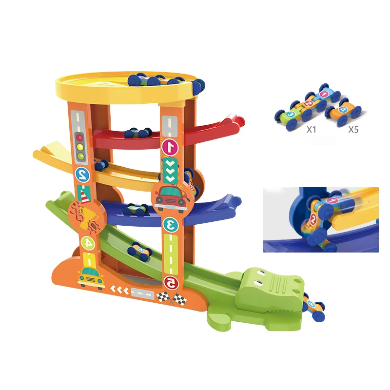 

5-слойная мини-Рампа для гоночных треков, инерционные рельсовые автомобили, взаимодействие родителей и детей, развивающие игрушки, детская ...