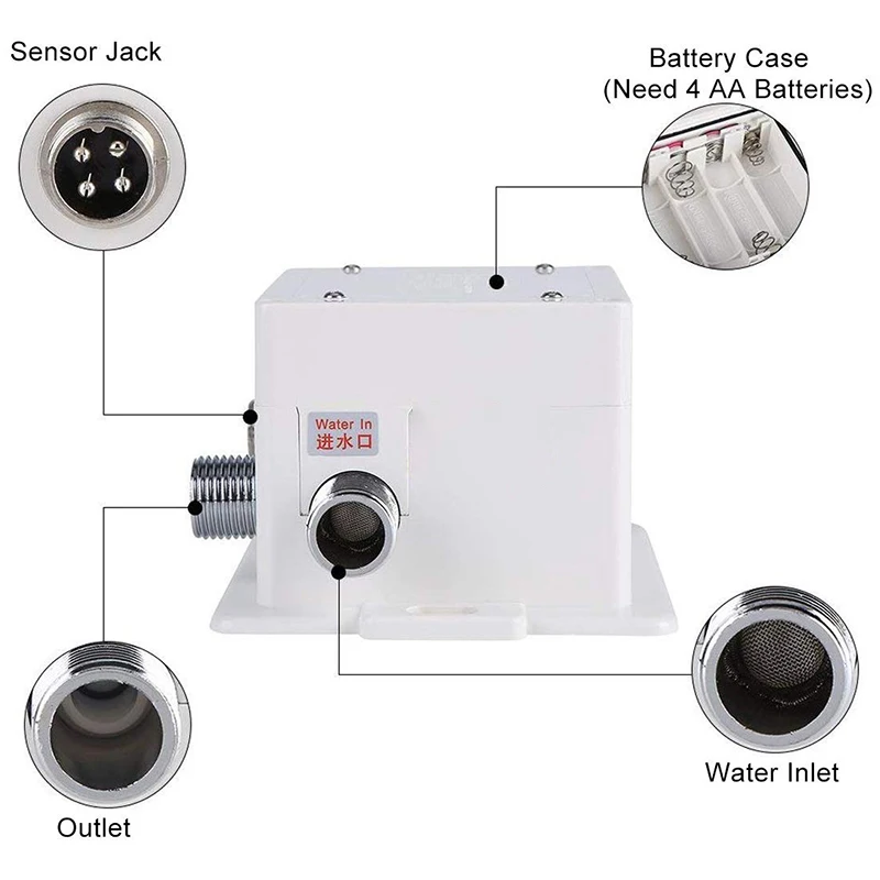 

Automatic Infrared Sensing Faucet, Copper Intelligent Non-Contact Sink Faucet, Single Cold Faucet with Control Box in Kitchen Ba
