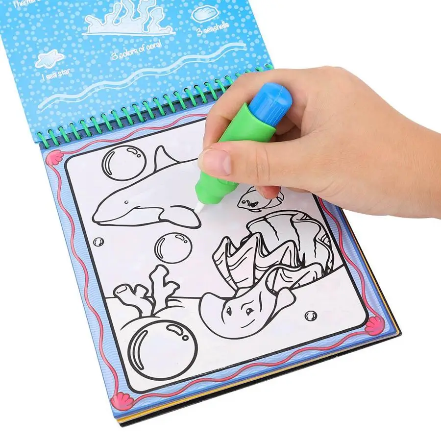 Magic Water Coloring Drawing Book with Pen Children DIY Painting Educational Toy water colour Board |
