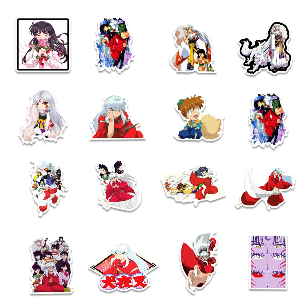 Pegatinas de grafiti skate para ordenador port&aacute;til, 50 Uds., Inuyasha dibujos animados de Anime japon&eacute;s, pegatinas impermeables para maleta, port&aacute;til, guitarra-1