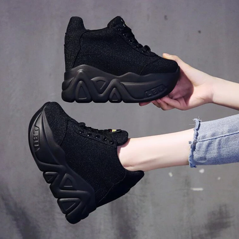 

New Arrival Trendy Shoes Women High Top Sneakers Women Platform Ankle Boots Basket Femme Chaussures Femmes Height Increase Shoes