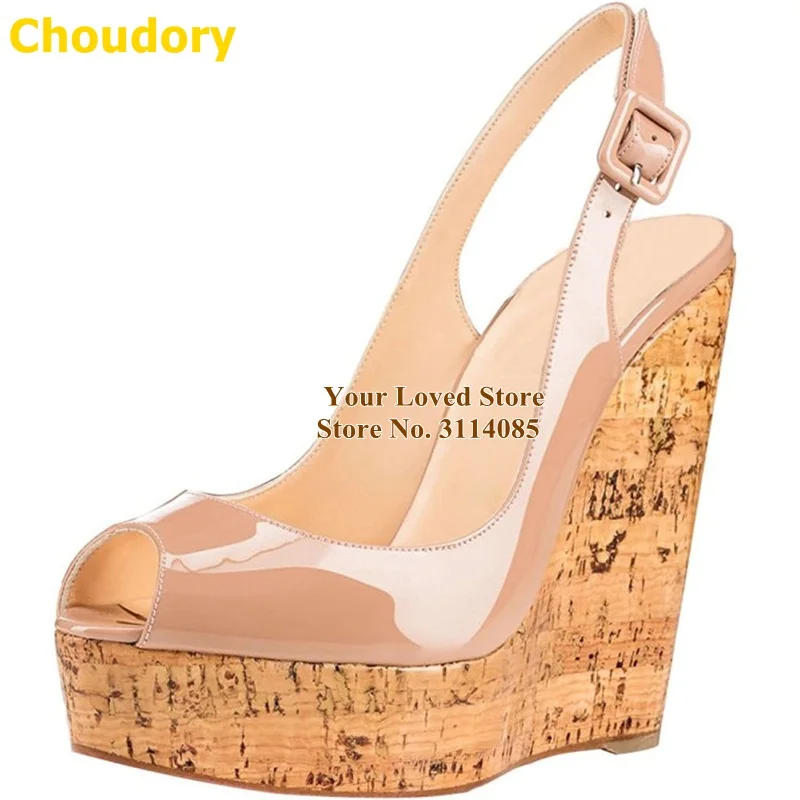 Туфли-лодочки Choudory женские на платформе с открытым носком платформа под дерево