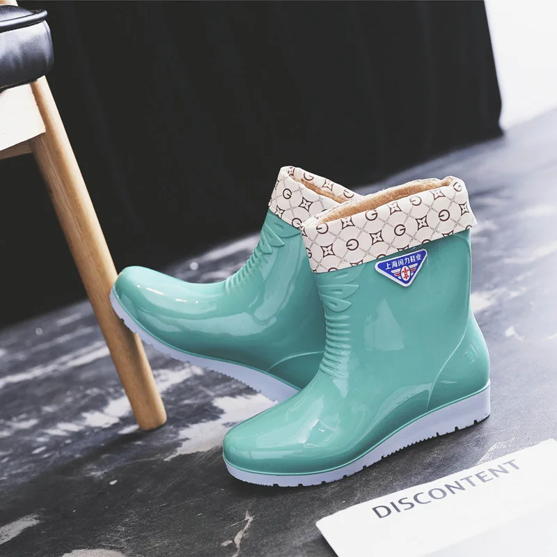 Зимние непромокаемые сапоги Женские Модные с белым воротником для взрослых