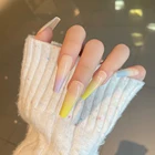 Накладные ногти с градиентом, цветные, пригодные для носки, длинные, полное покрытие, искусственные ногти с накладными ногтями, 24 шт.