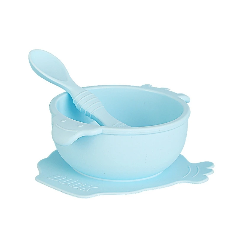 

Silicone Baby Suction Bowl Spoon Set Slip Resistant Learning Feeding Tableware