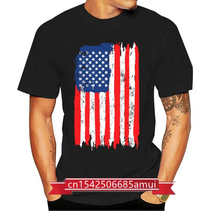 

USA Distressed US Flag Shirt Men T-Shirt Flag Streetwear Tshirt
