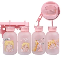 sailor moon silicone glass bottles kawaii water bottle with one straw glasses cute cups waterbottle girl gift eco friendly glass