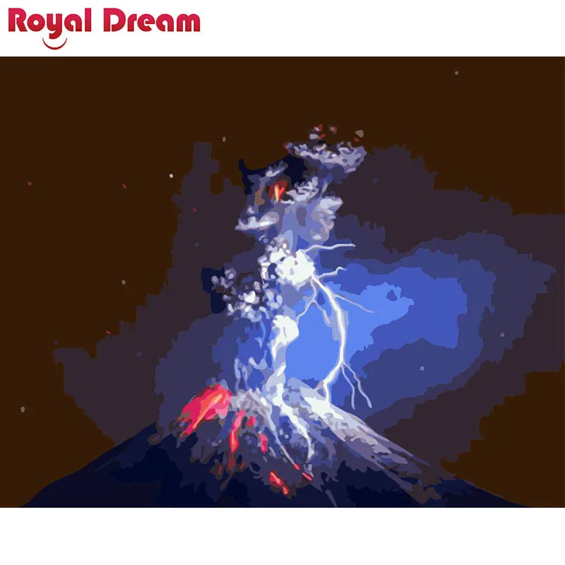 Набор для рисования по номерам на холсте извержение вулканического