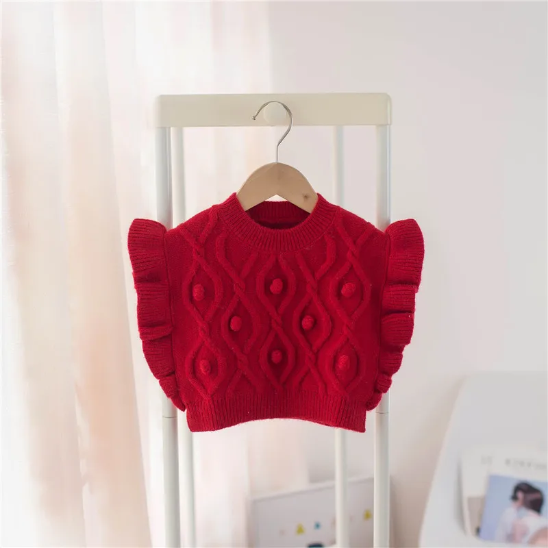 Свитер для маленьких девочек жилет 2021 модная детская одежда без рукавов с