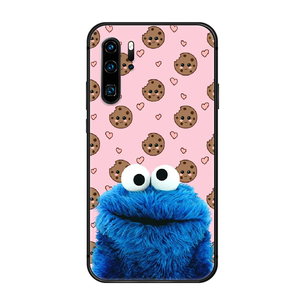 

Sesame Street Cookie Monster cute Phone Case Cover Hull For Huawei P8 P9 P10 P20 P30 P40 Lite Pro Plus smart Z 2019 black funda