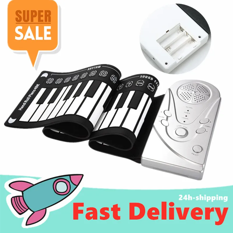 

Electronic Piano Keyboard Foldable Portable 49Keys Electronic Oragan Roll Keyboards Gifts for Music Lover Electric Instruments