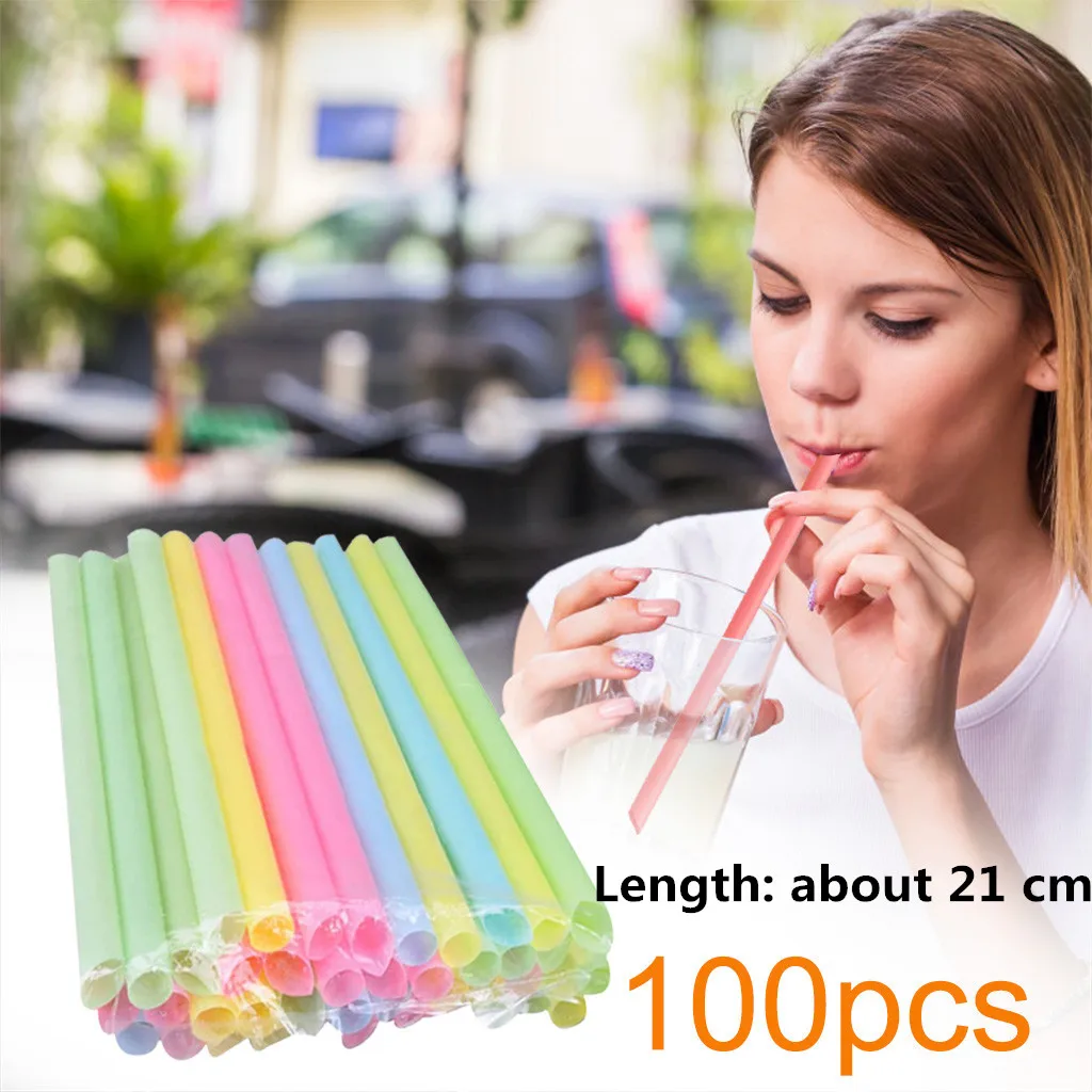 

Flexible Bendy Party Disposable Plastic Drinking Straws - Assorted Colors 100pcs Drinking Straws Straw Bar Accessories