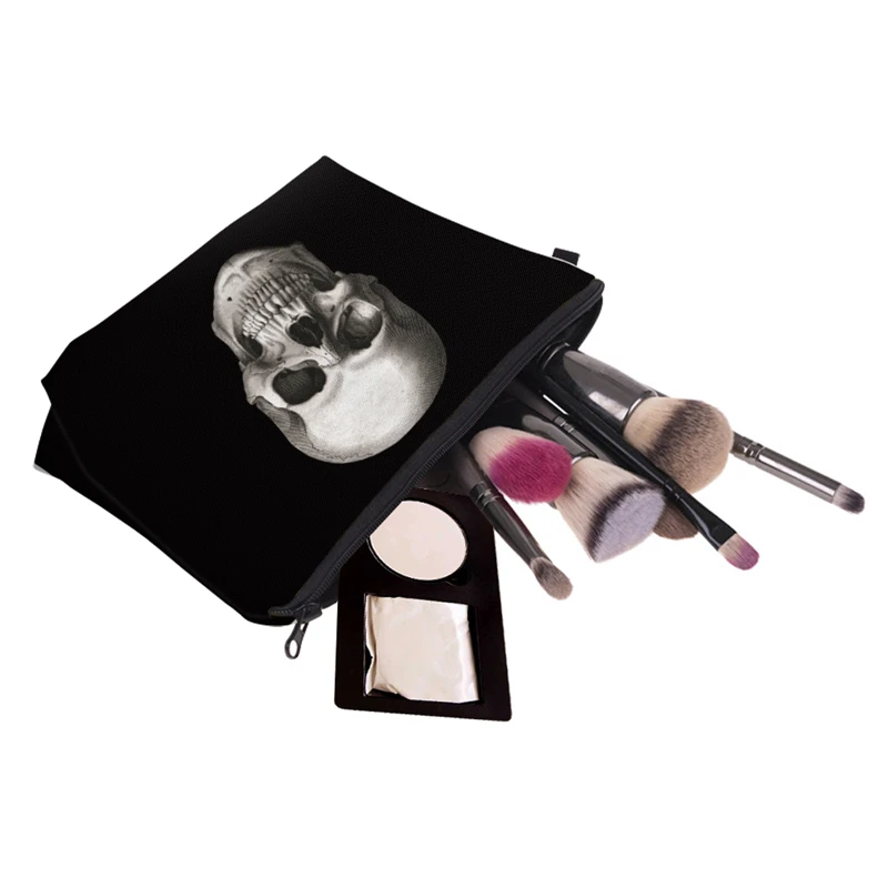 

Fashion Men Women Travel Cosmetic Bag Zipped Skeleton Skull Printing Makeup Organizer Storage Bags C66