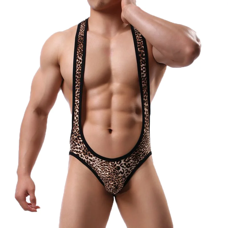 Мужские комбинезоны Jockstrap леопардовые принты спортивные майки сексуальные