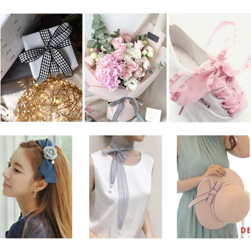 (5m/lot) Grid Lattice Printed Ribbon Gifts Bouquet Wrapping Materials Hairbow DIY Handmade Craft Lace Ribbons 6/10/15/25/38mm | Дом и сад