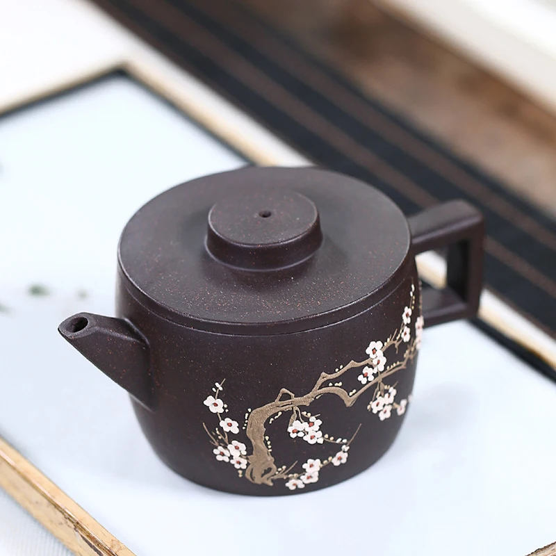 Чайный горшок Yixing из фиолетовой глины с цветком сливы набор чайников сырой руды
