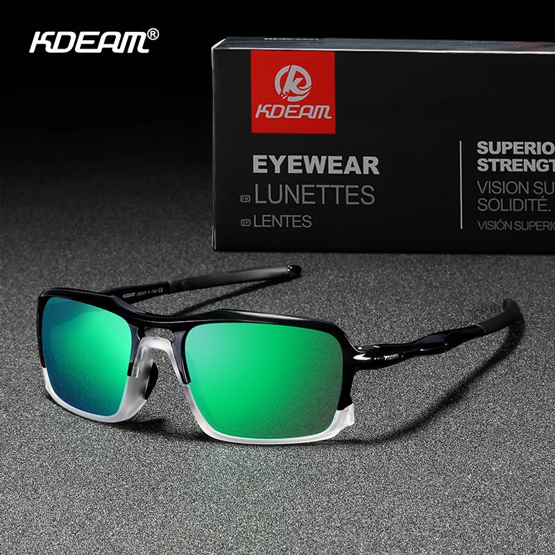 

Kdeam TR90 Outdoor Polarized Sunglasses Men and Women brand Greenand Red Mirror sports Goggles Driving eyewear UV400 shades