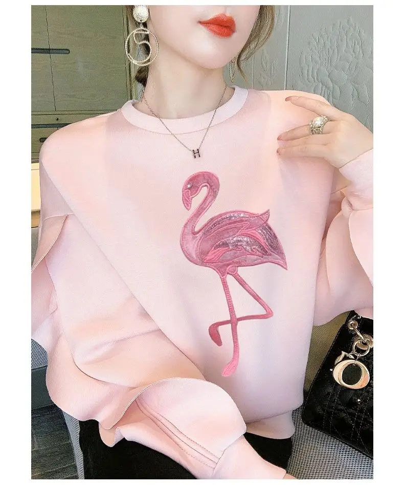 Женский свитер с рукавом в виде листьев лотоса и круглым вырезом новинка весны 2021