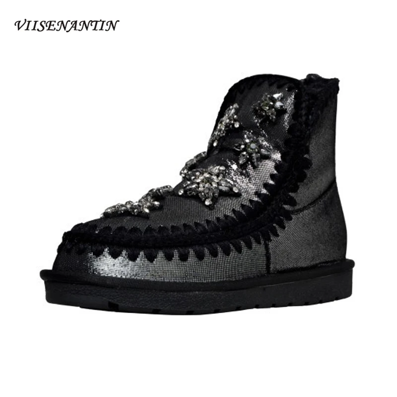 

Теплые зимние сапоги в новом стиле, новинка, шерстяные короткие сапоги ручной работы с крючком и толстой подошвой, женские ботильоны