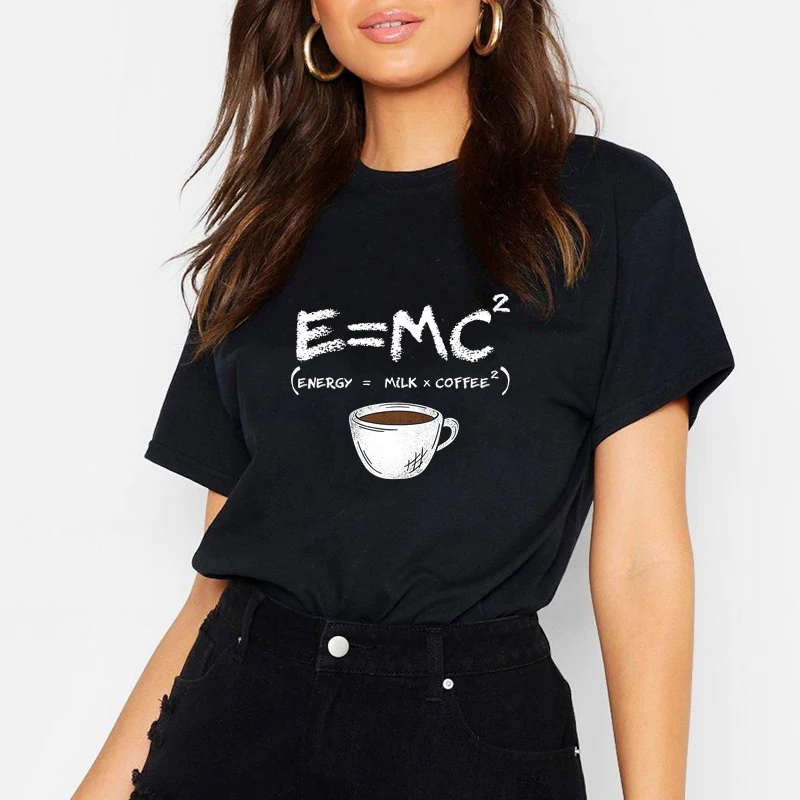 

Energy=milk+coffee Letter Prints T Shirt Women 2021 Fashion Harajuku Graphic Tees Creativity Casual Simplicity Short Sleeve Tops