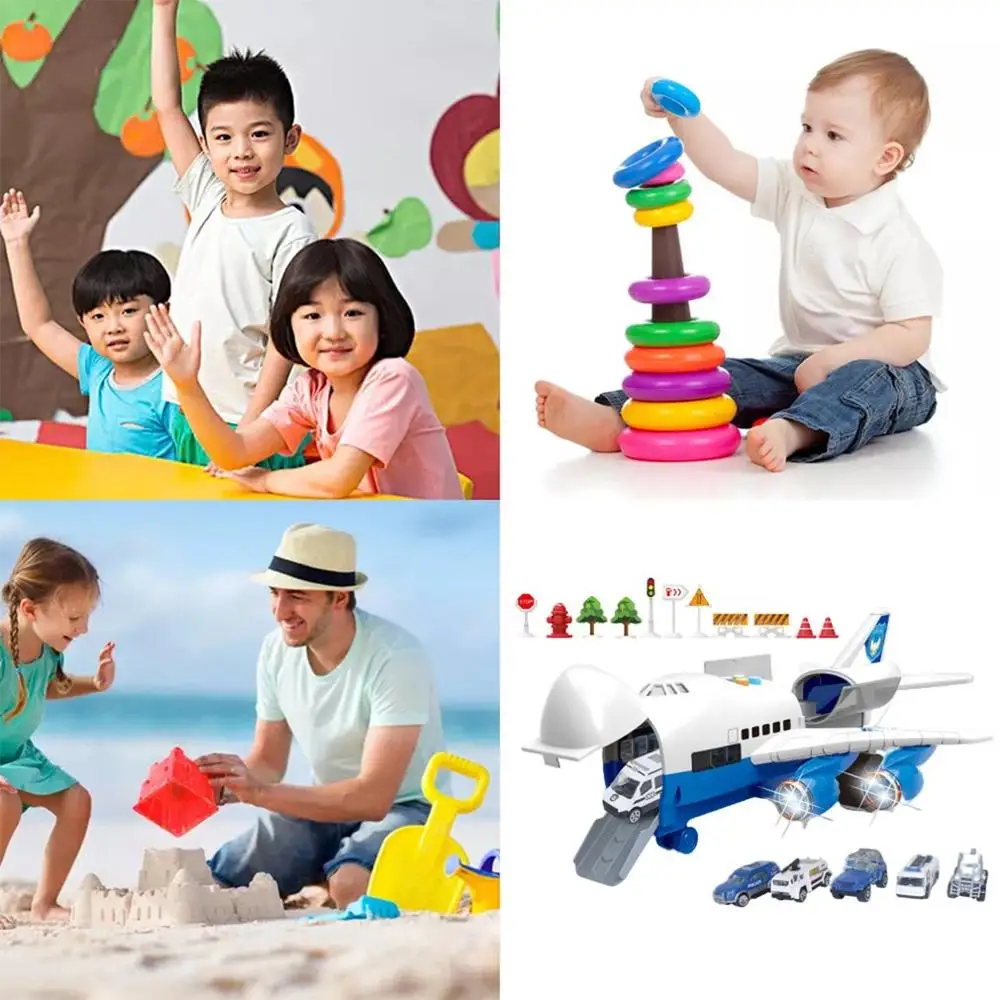 

Police Aircraft Toy Set Simulation Inertia Airplane Plane Carrier Vehicle Musical Lights Alloy Truck Storage Transport Kids Gift