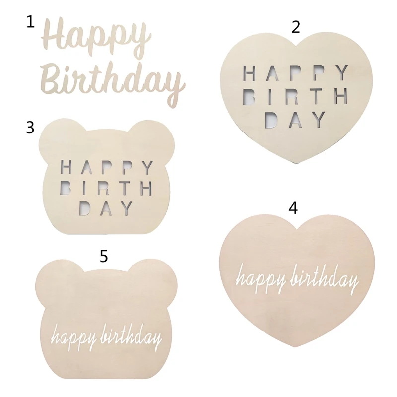 Fotomat&oacute;n de fiesta de cumplea&ntilde;os para ni&ntilde;os y ni&ntilde;as, accesorios de fotograf&iacute;a de madera para fiesta de cumplea&ntilde;os, suministros de decoraci&oacute;n para Baby Shower-5