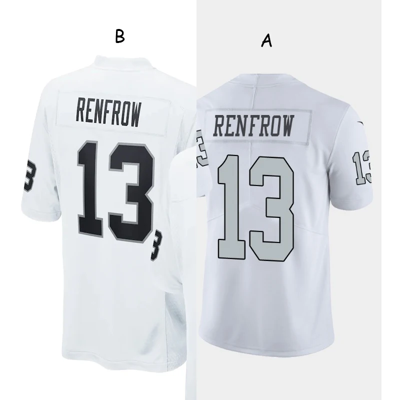 

Футболка по индивидуальному заказу, американский футбол 13 Hunter Renfrow, мужская черно-белая футболка Лас-Вегаса