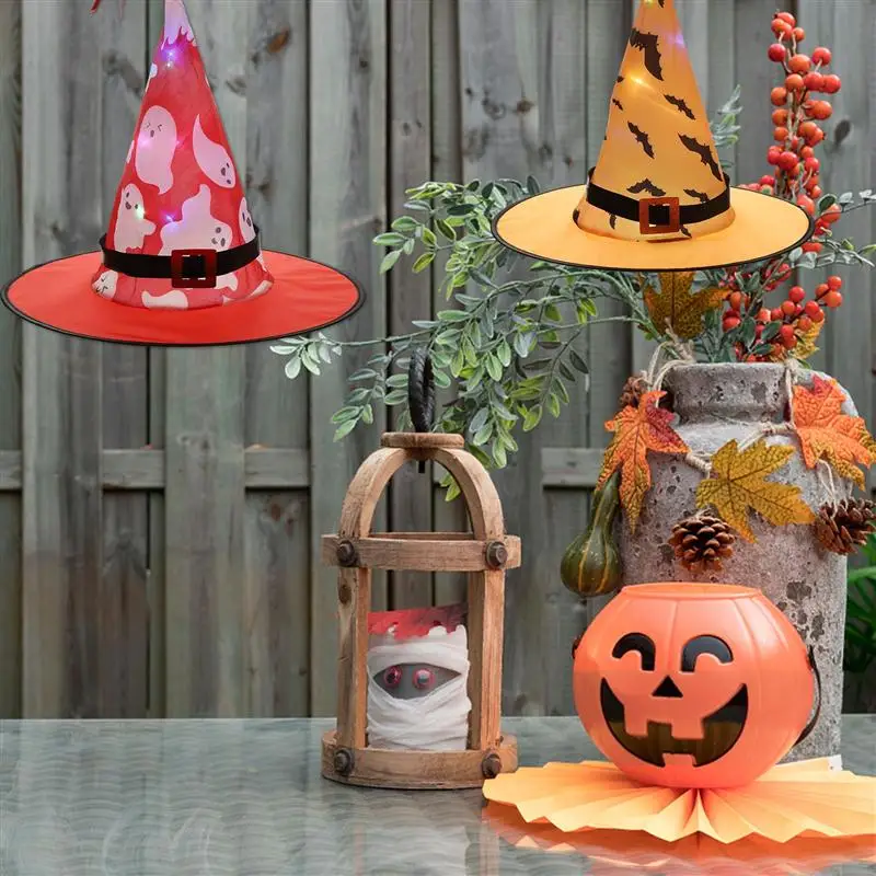 

5pcs Halloween LED Witch Hats Luminous Witch Hats Party Supplies (Mixed Style)