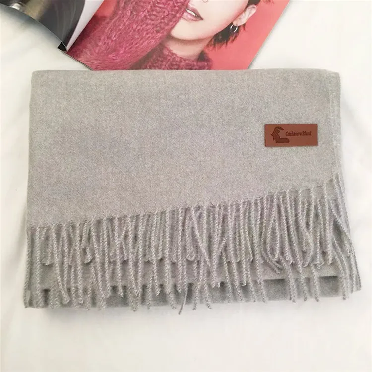 Brand Designer Winter Cashmere Scarf For Women Unisex Wool Scarf Pashmina Solid Color Tassels Ladies Stole Wrap Men Scarves