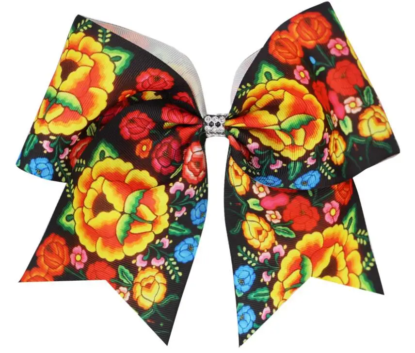 Лидер продаж банты для девочек 7 дюймов с цветочным принтом и растениями