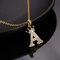 new fashion zircon crown 26 english letter pendant simple fashion lady necklace necklace
