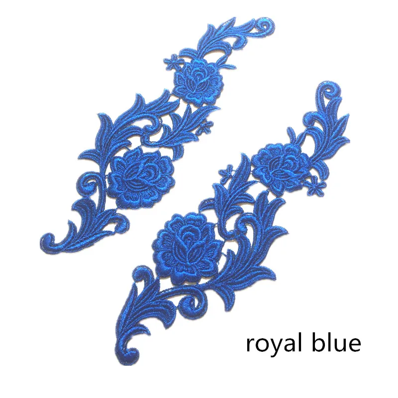 1 pair royal blue Zsbszc зеркальная пара золотистого и серебряного цвета с вышивкой, кружевной аппликацией, цветочными нашивками, воротничком, свадебное платье, торжественное платье, аксессуары, ткань JA35 - Цвет: 1 pair royal blue