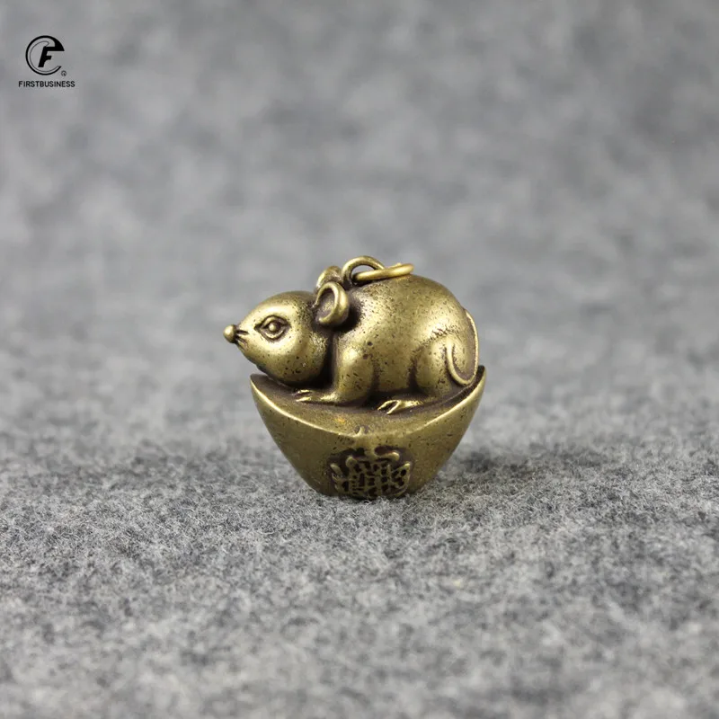 Винтажные медные 12 зодиакальные крысы фэн шуй статуи украшения медная