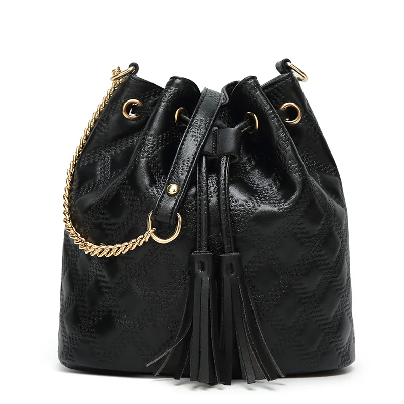 Fashion Genuine Leather Women Bucket Bag Vintage Tassel Messenger High Quality Retro Shoulder Simple Crossbody Tote | Багаж и сумки
