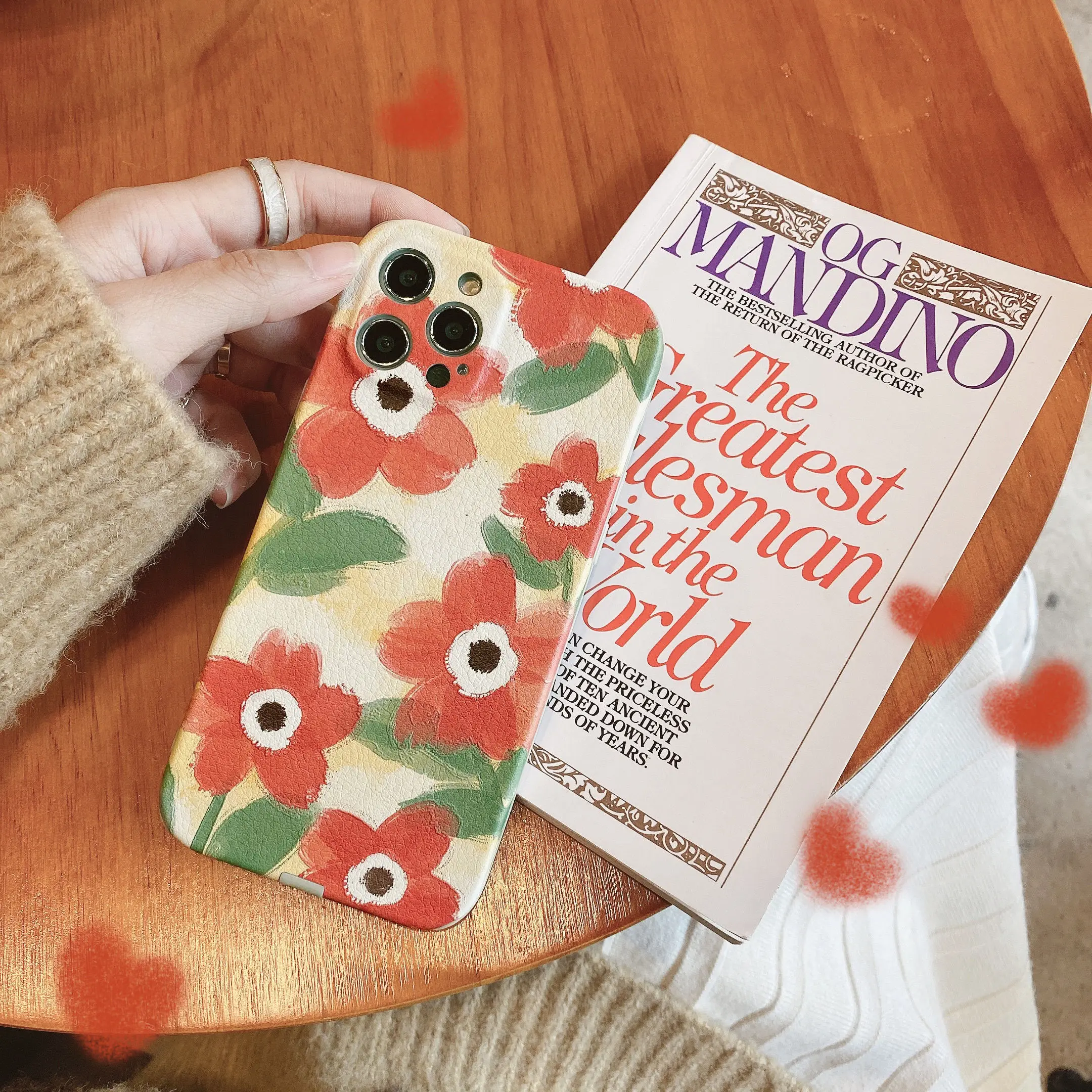 

Straight edges Case for HUAWEI P30 P40 pro shell Case Red flowers Phone Cover for HUAWEI Mate30Pro Mate 40pro Back Cover