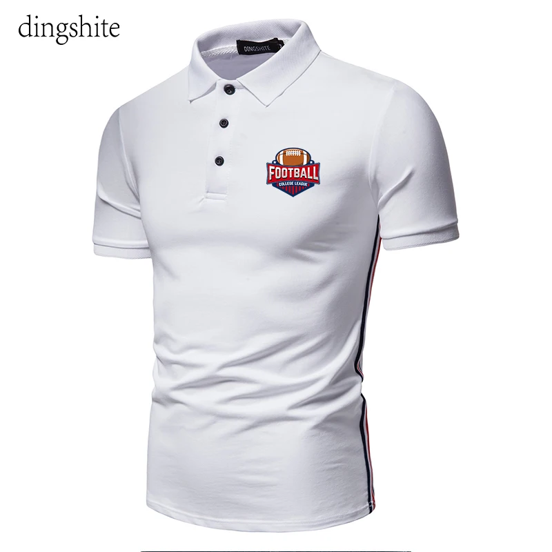 Dingshite Cotton Polo Shirts for Men Oversized Summer Short Sleeve Fashion Casual Football Logo Printed Tops T Shirt . | Мужская одежда