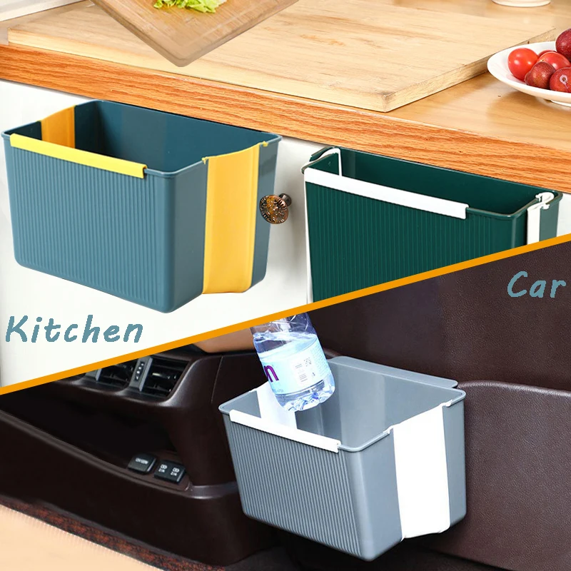 

Kitchen Trash Can Car Trash Can Hanging Trash Bin For Kitchen Wall Mounted Waste Bin Dustbin Toilet Waste Storage Bucket