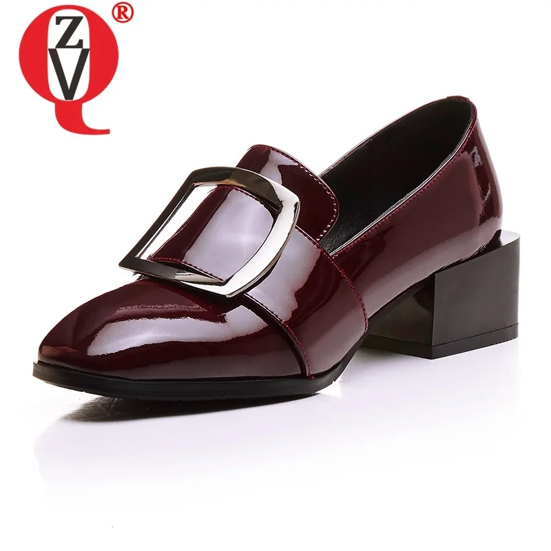 ZVQ женская обувь 2019 Весенние новые модные Лакированная кожа женские туфли