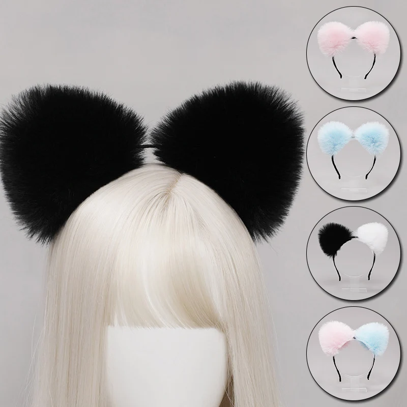 Повязка для волос с милыми кошачьими ушками аксессуары в стиле Лолита пушистыми