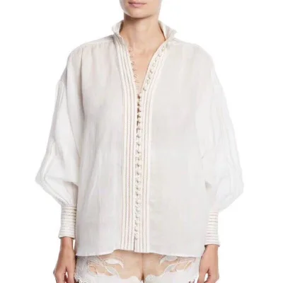White Blouse Осенние дизайнерские топы для подиума однобортные Свободные повседневные белые хлопковые блузки женская рубашка с длинными рукавами - Цвет: White Blouse