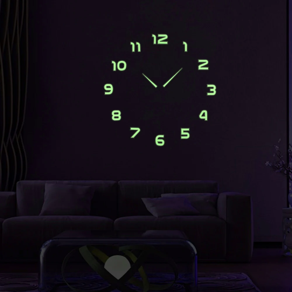 

Luminous Large DIY Wall Clock In Wall 3D Acrylic Diy Wall Clocks Home Office Decor Luminou Watck Sticker Quartz Large Wall Clock